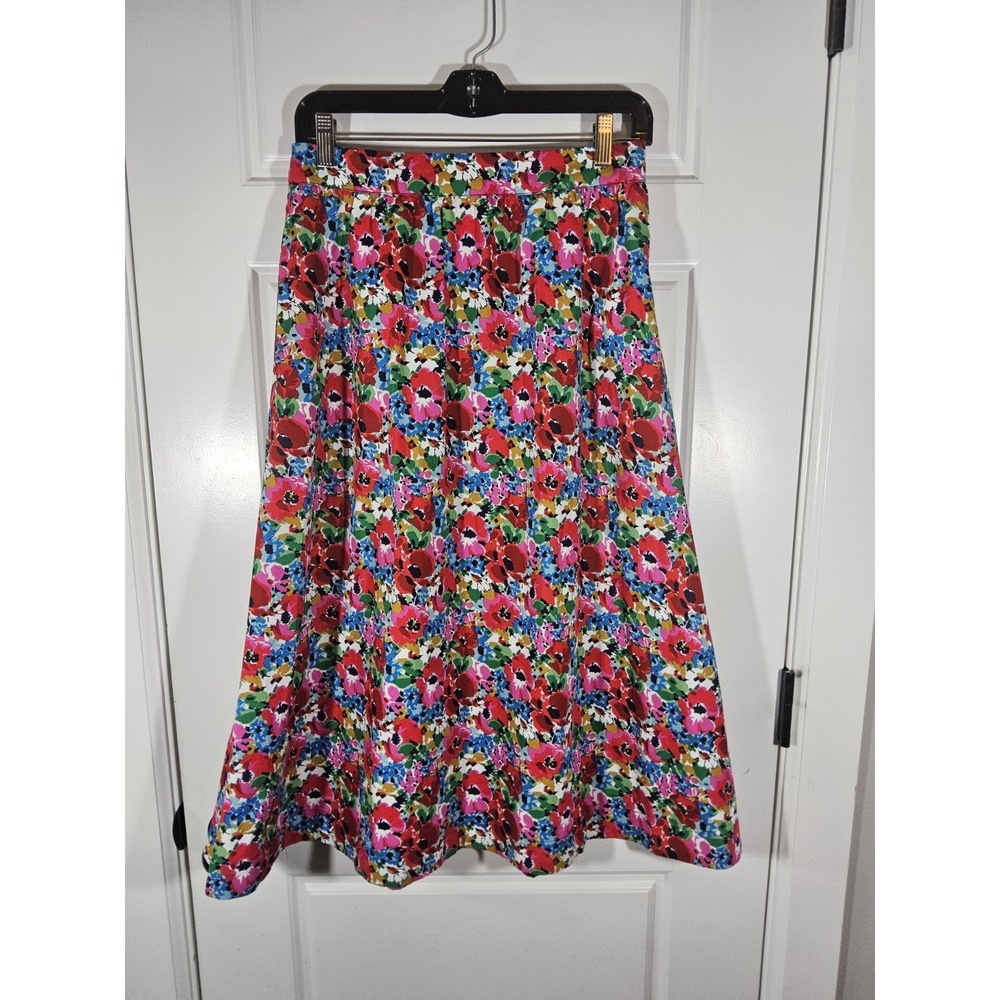 Boden Floral Midi Skirt in Pink, Red, Green, Blue